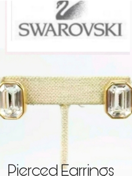 Swarovski Jewelry - GENUINE SIGNED SWAROVSKY 🦢 PIERCED EARRINGS gold ✨️